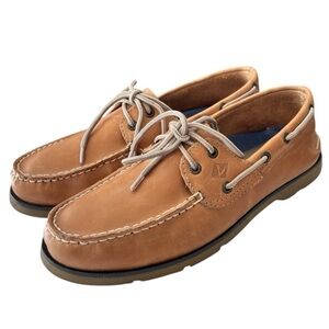 Sperry Top-Sider Mens Leeward 2 Eye Boat Shoe Size 9 Classic Leather Sahara Tan